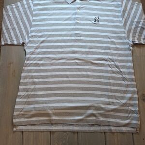 Fairway & Greene Polo Shirt Men’s XL Gray Stripe Mercerized Cotton Palm Tree Gol